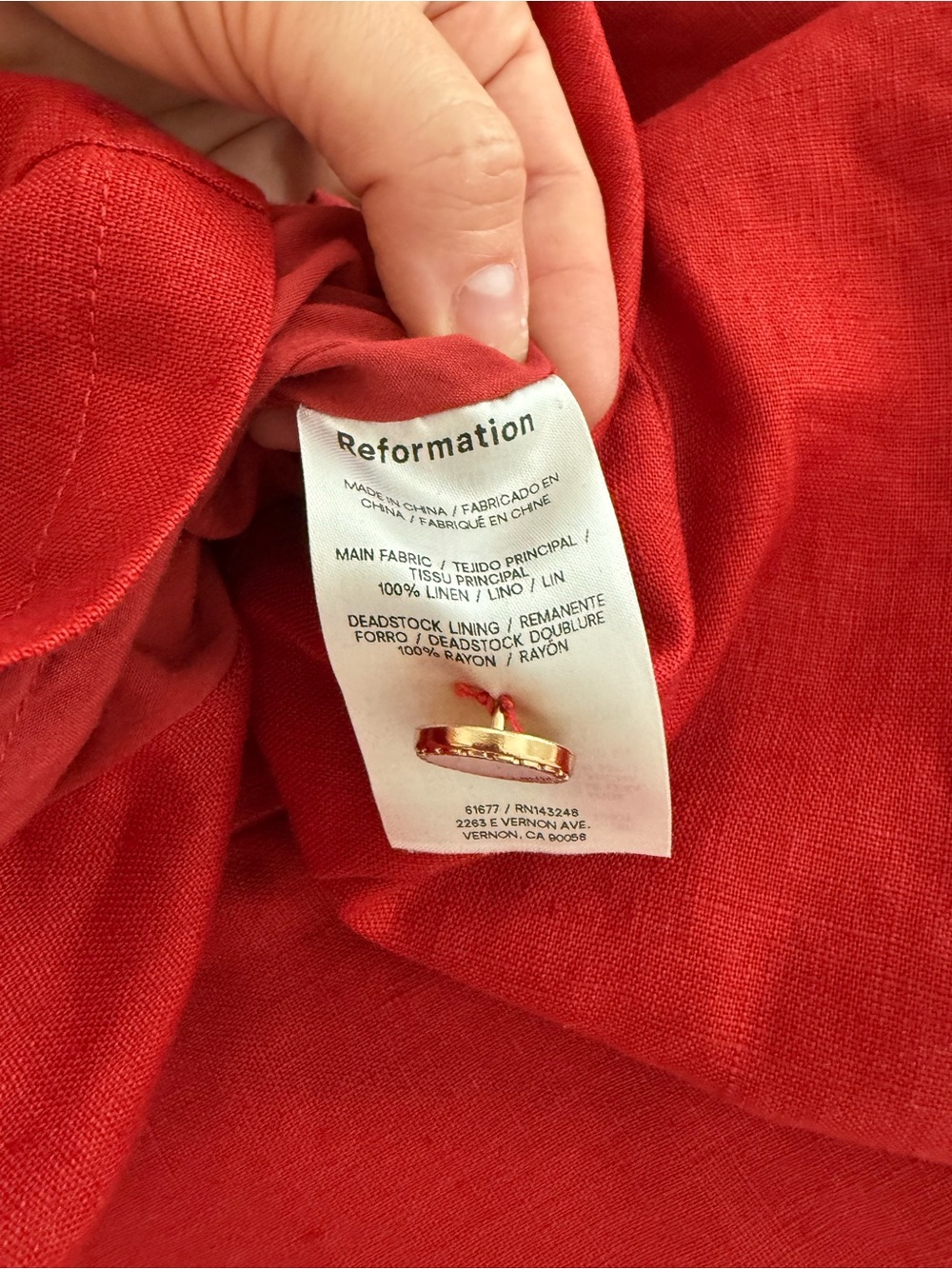 Reformation Red Linen Two-Piece Skirt and Vest Set - Picture 4 of 5